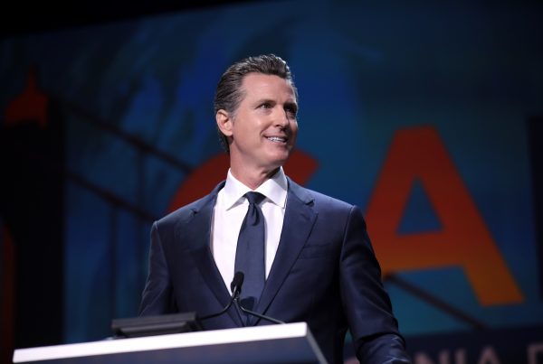 CA governor Gavin Newsom speaking at event