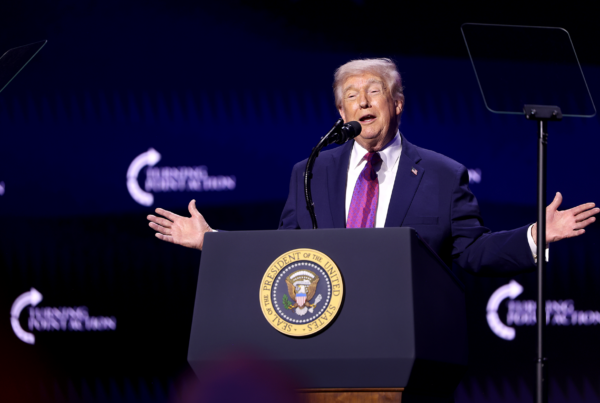 Photo of Donald Trump speaking at an event by Gage Skidmore